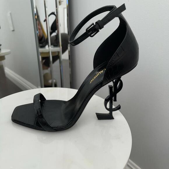 Saint Laurent OPYUM SANDAL CROCODILE LEATHER WITH BLACK HEEL - Picture 2 of 6